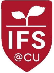 Institute for Food Safety at Cornell University logo: program initials under a plant, all on a red shield